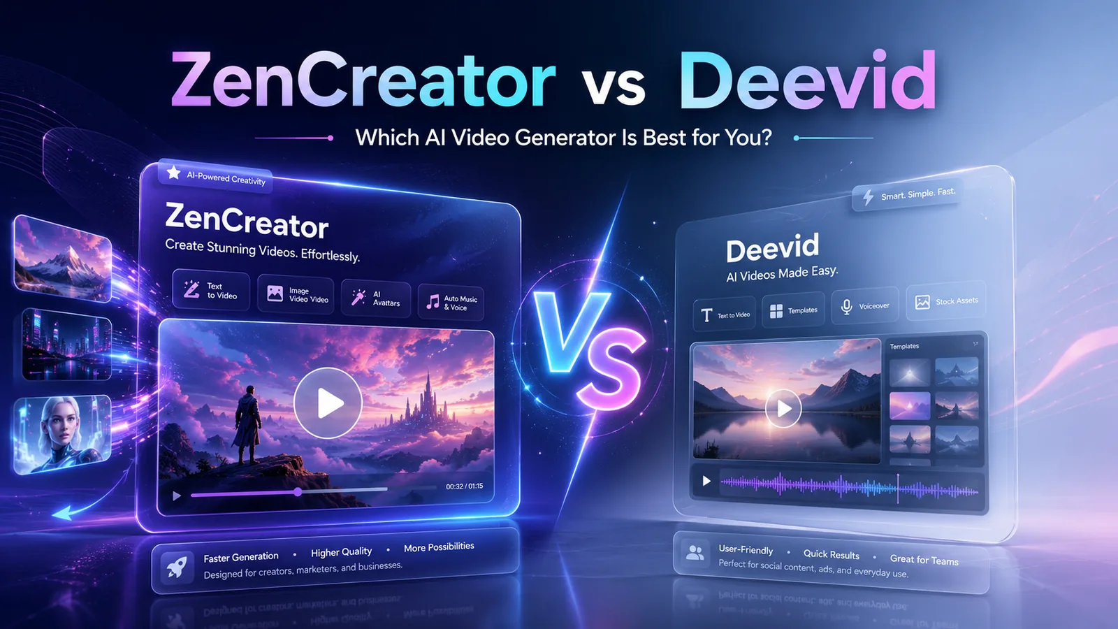 ZenCreator vs Deevid: Which AI Video Generator Is Best for You? comparison banner