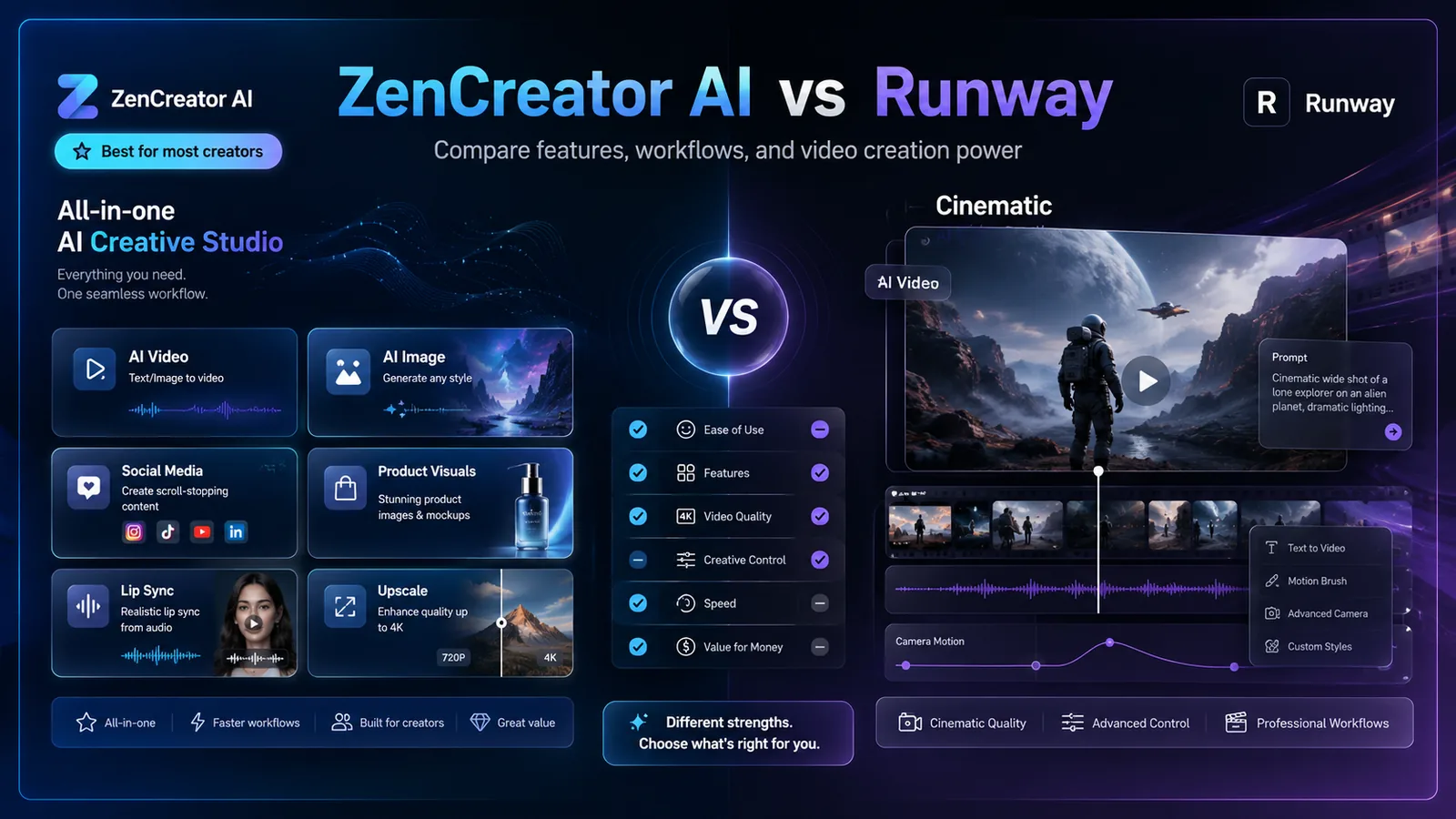 ZenCreator AI vs Runway: Which AI Video Generator Is Best for You? comparison banner